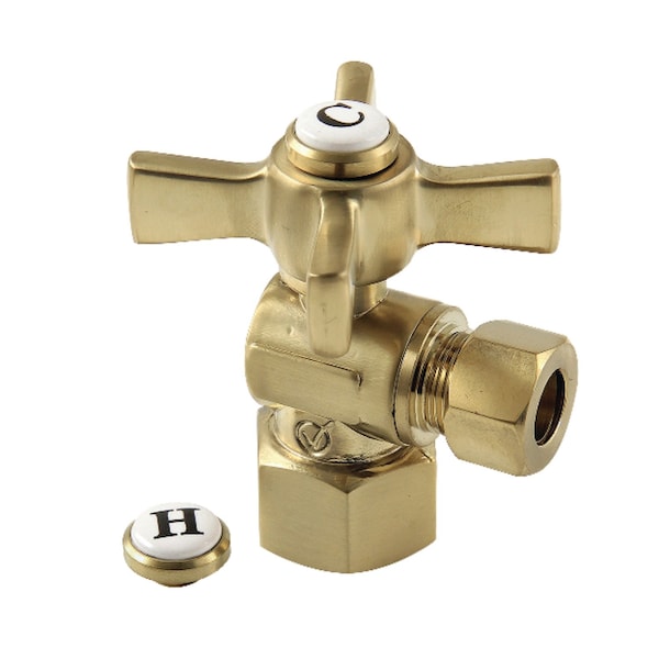 12Inch FIP x 38Inch OD Comp Angle Stop Valve, Brushed Brass